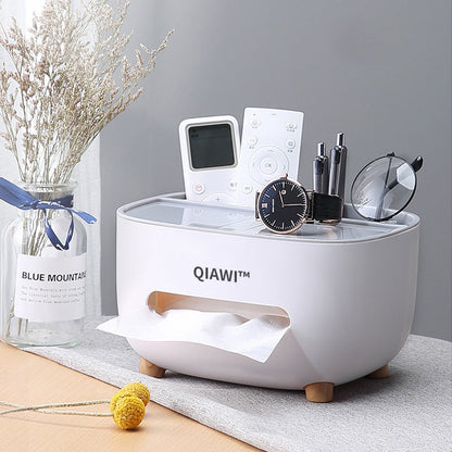 QIAWI™ Multifunctional Tissue Box, Double Layer Tissue Organizer with Storage