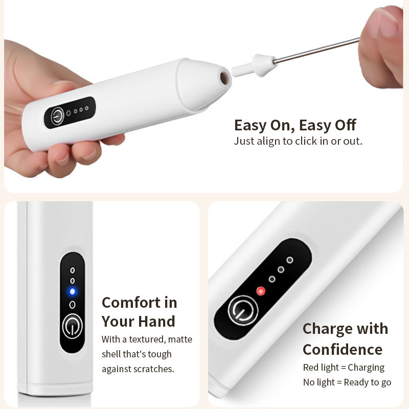 QIAWI™ Rechargeable Handheld Frother, 3-Speed Milk Frother with Double Whisk, Fast Type-C Charging